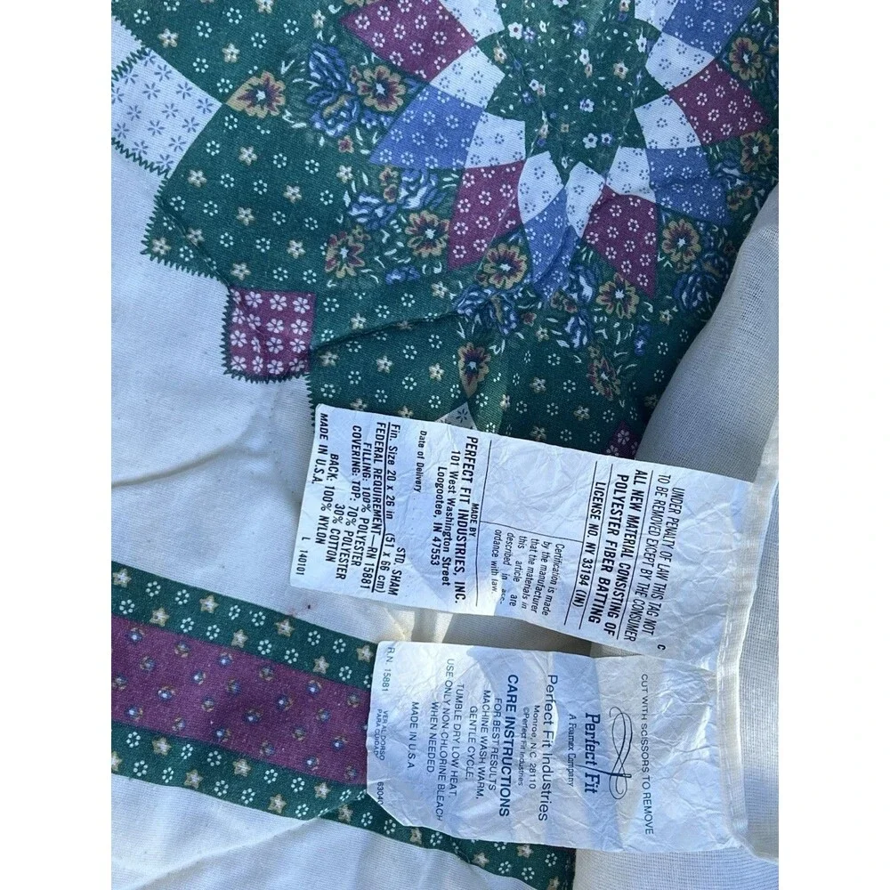Vintage Perfect Fit Pillow Shams Set 2 Quilt Star Patchwork Cottage Farmhouse